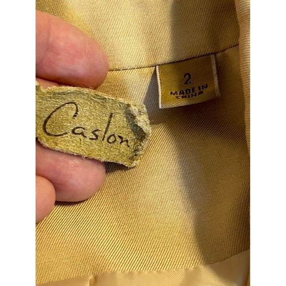 Caslon‎ Women's Gold Belted Silk Cotton Blend Blazer Jacket Size 2 - Picture 2 of 6